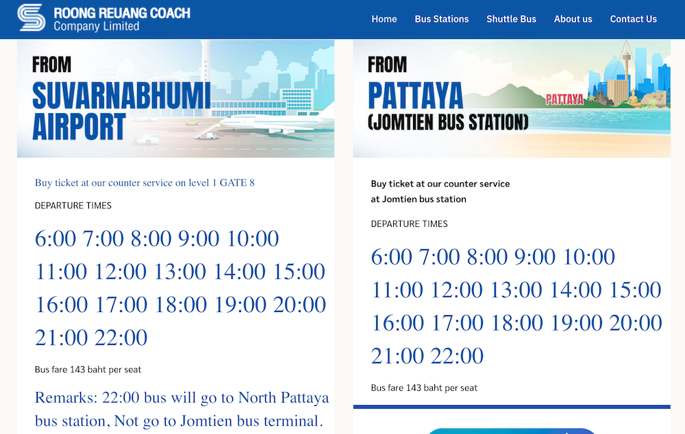 Bangkok to Pattaya bus (Suvarnabhumi Airport to Jomtien Bus Station)