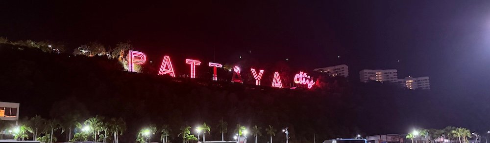 Pattaya City sign at night