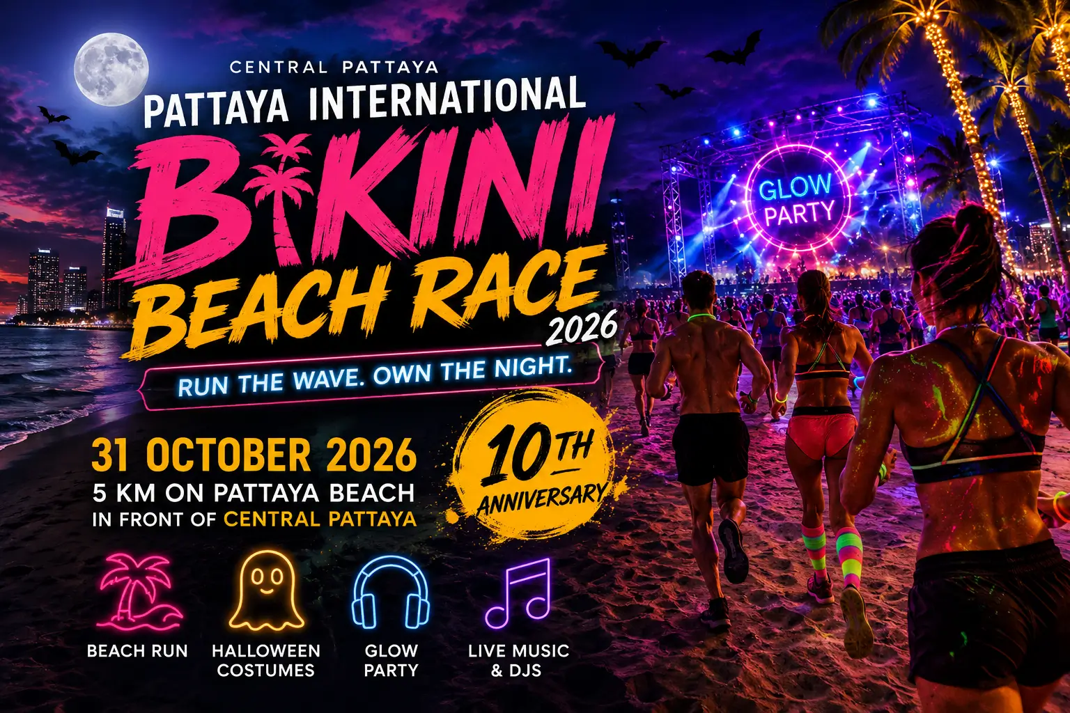 The Pattaya International Bikini Beach Race 2026 takes place on October 31st on Pattaya Beach