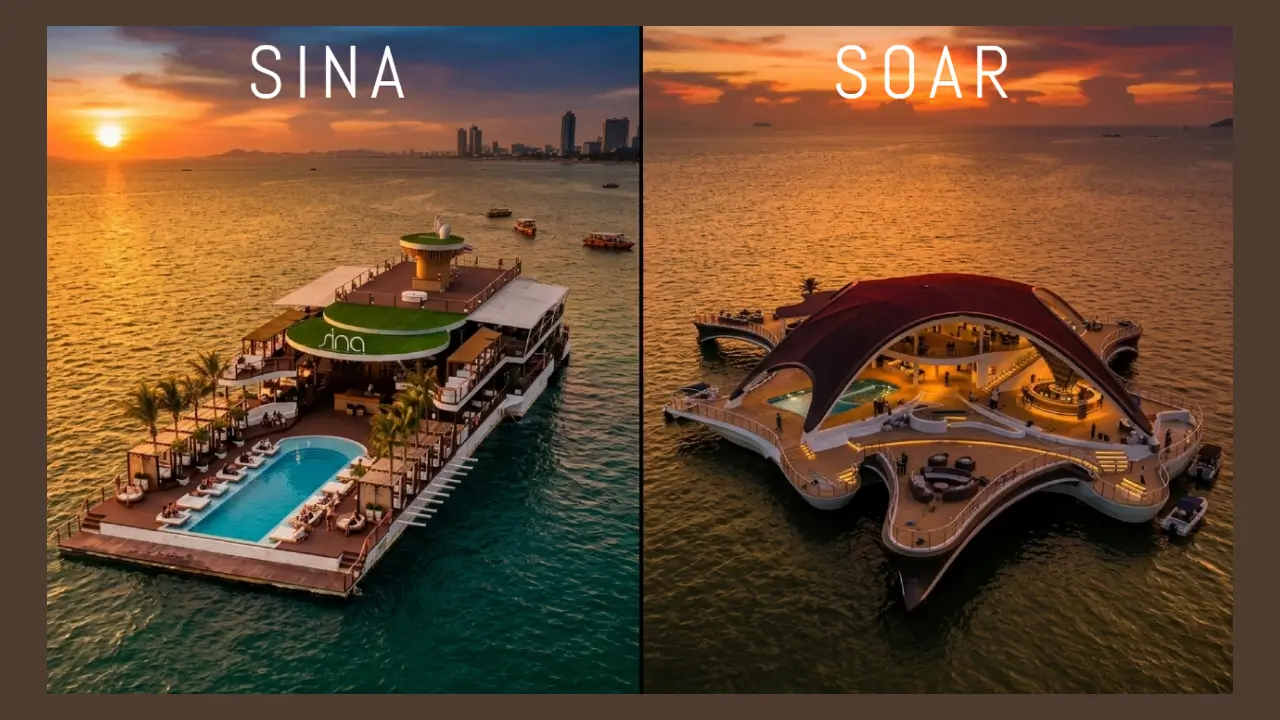 Sina vs SOAR Pattaya's Two Floating Beach Clubs Compared 2
